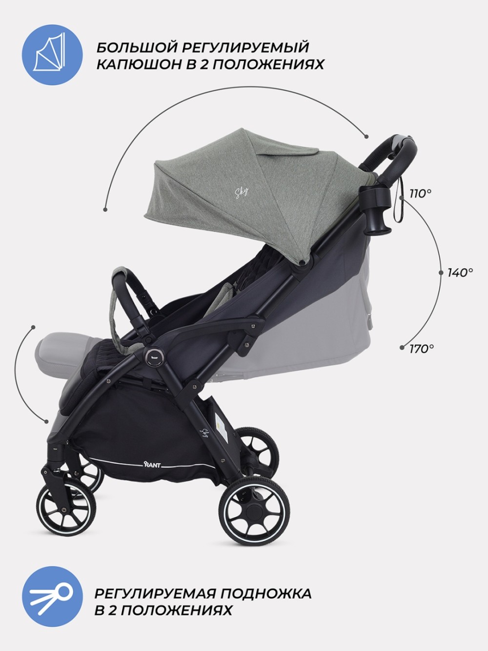 Коляска детская RANT SKY (olive)