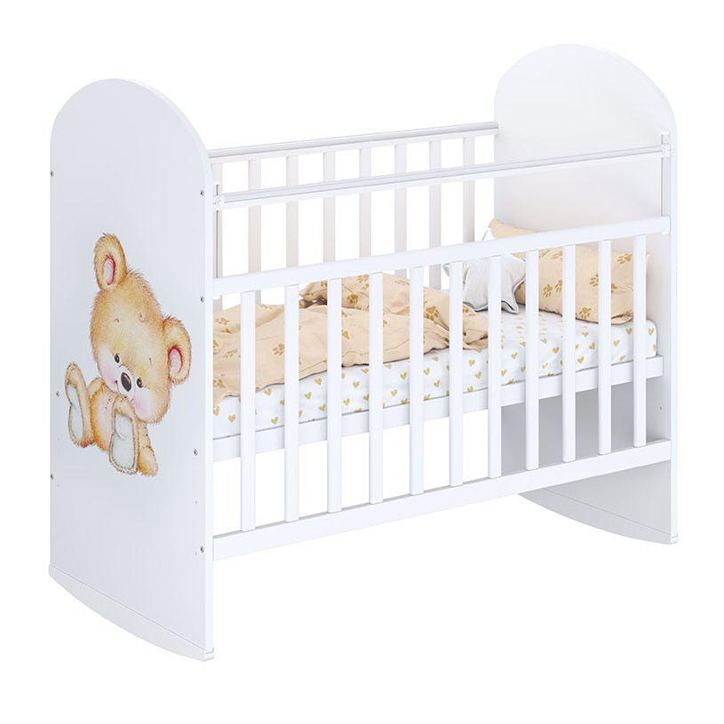 Кроватка детская Фея 701 Медвежонок, белый