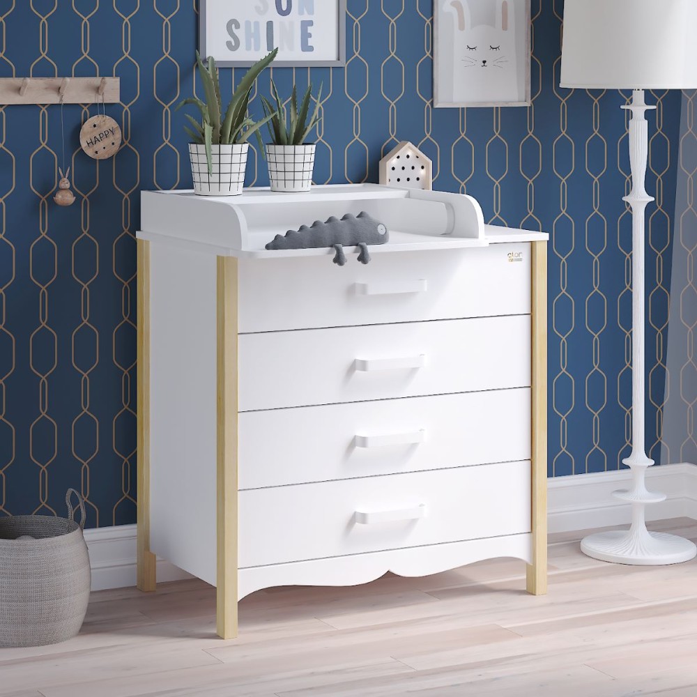 Комод ATON "Felix", белый/натуральный