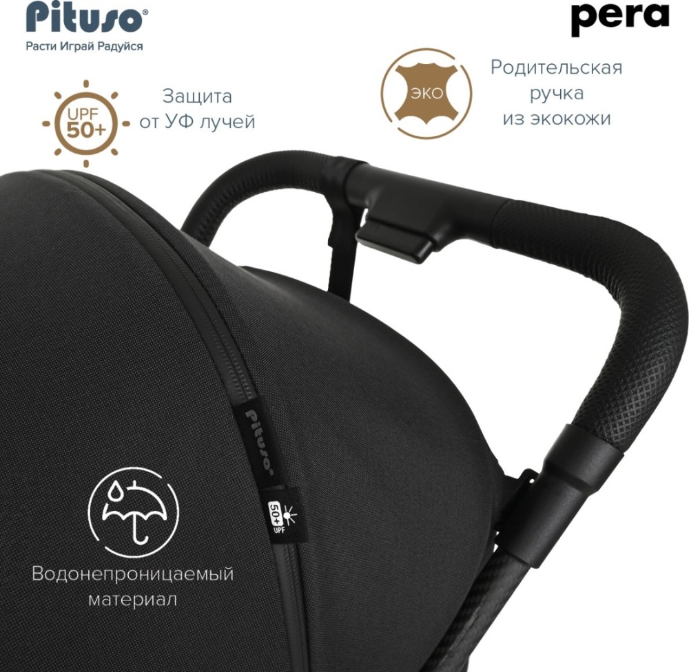 Коляска прогулочная Pituso Pera X-33, Black New/рама carbon