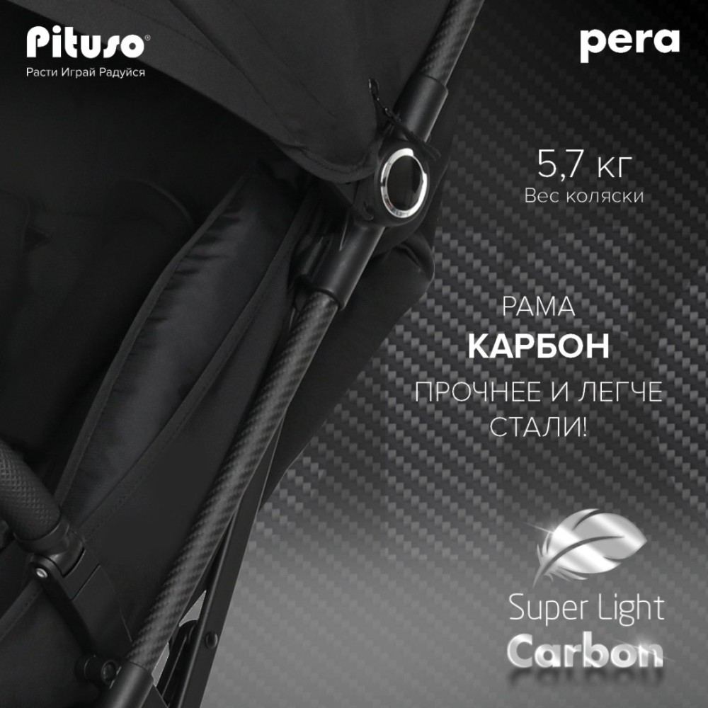 Коляска прогулочная Pituso Pera X-33, Black New/рама carbon