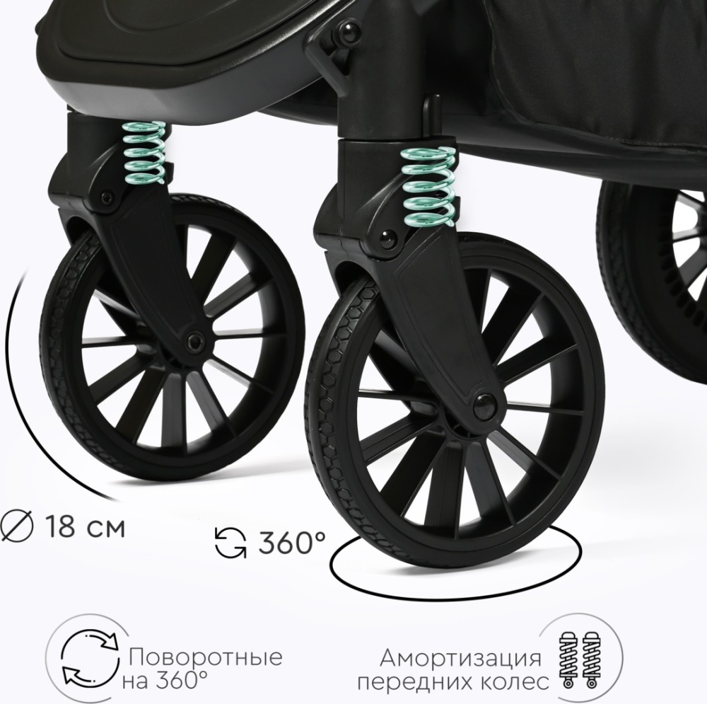 Коляска универсальная 2 в 1 TOMIX Walker, черный