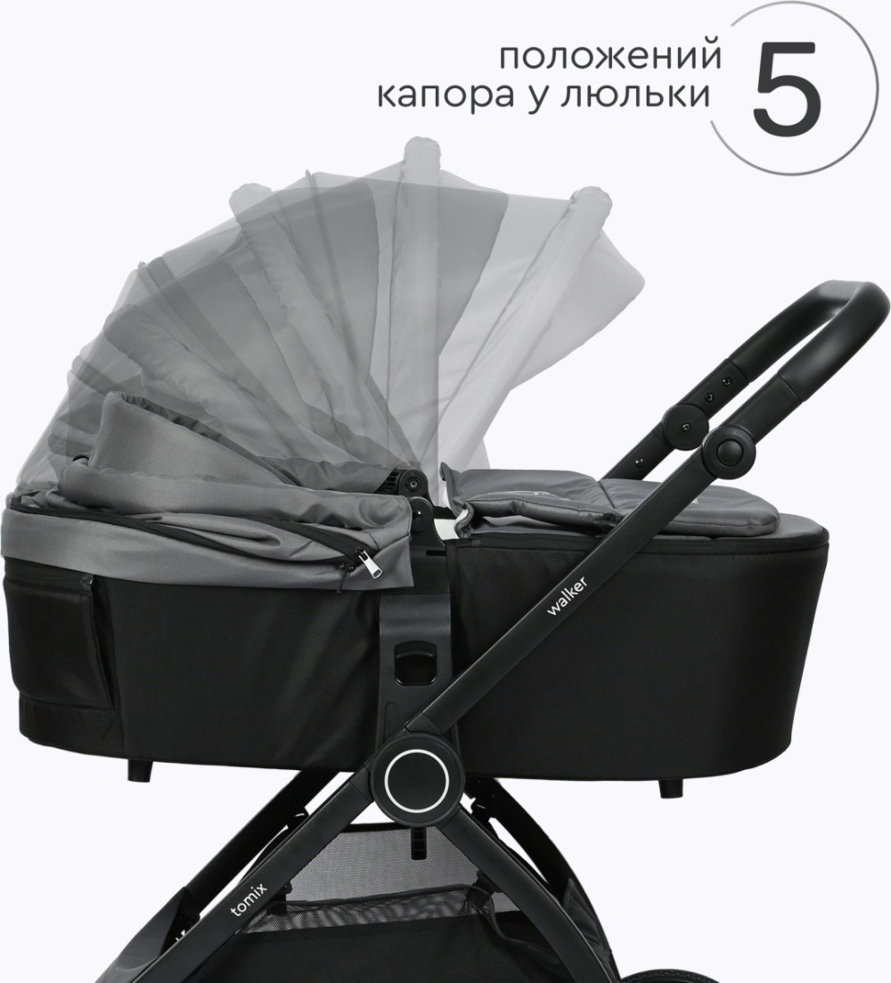 Коляска универсальная 2 в 1 TOMIX Walker, серый