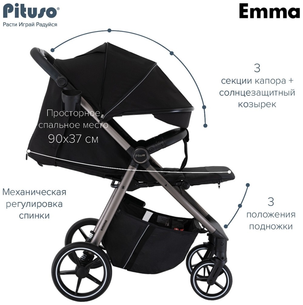 Коляска прогулочная Pituso Emma Black