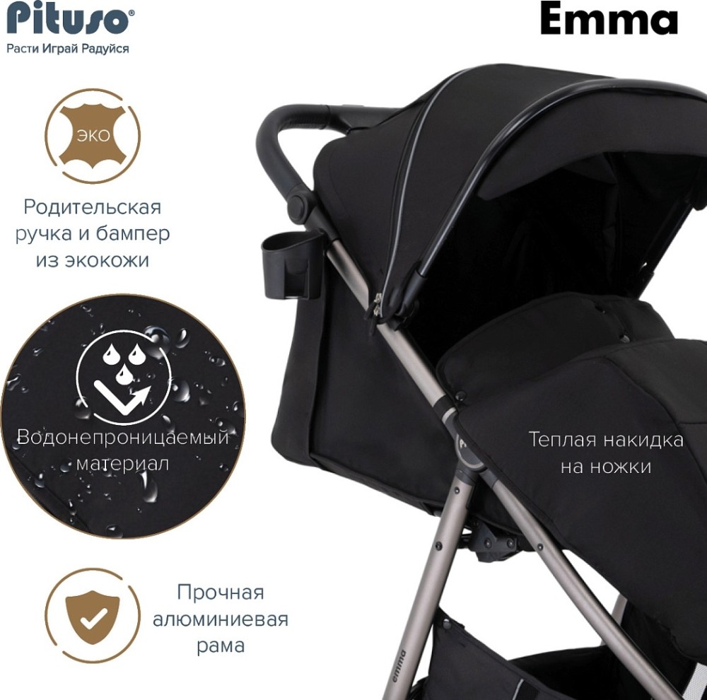 Коляска прогулочная Pituso Emma Black