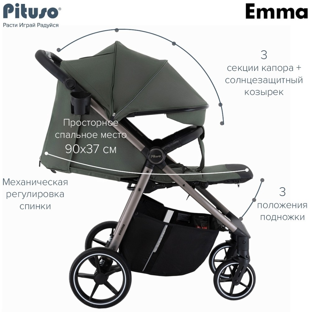 Коляска прогулочная Pituso Emma Palm Green