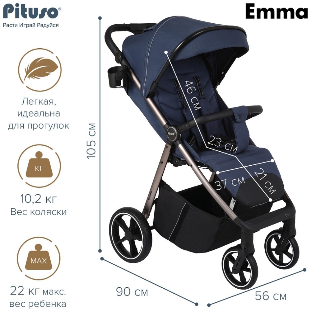 Коляска прогулочная Pituso Emma Navy Blue