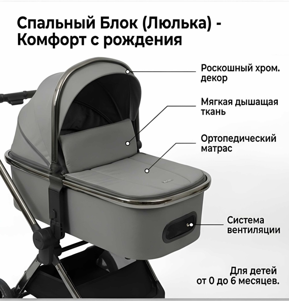 Коляска 2 в 1 Kidilo D908 Grey