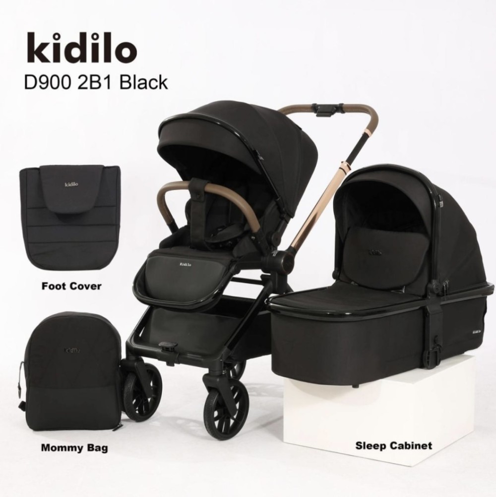 Коляска 2 в 1 Kidilo D908 Black