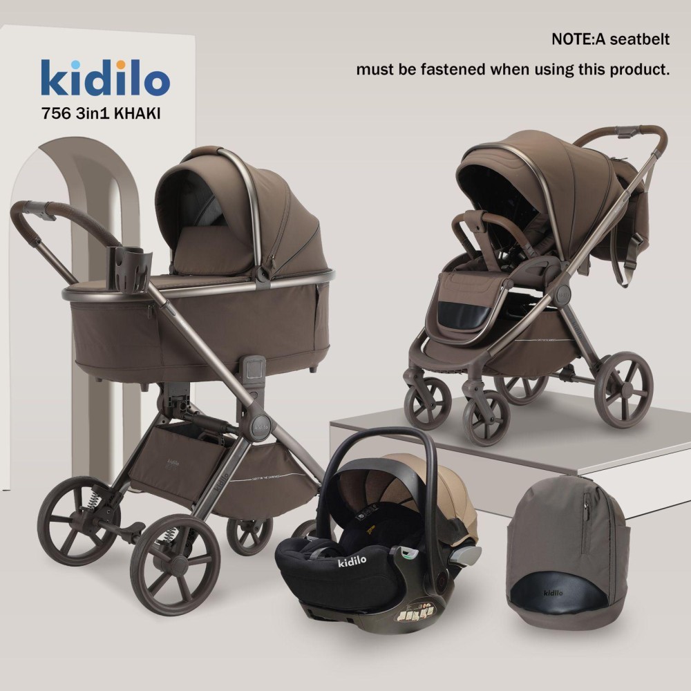Коляска 3в1 Kidilo 756 brown