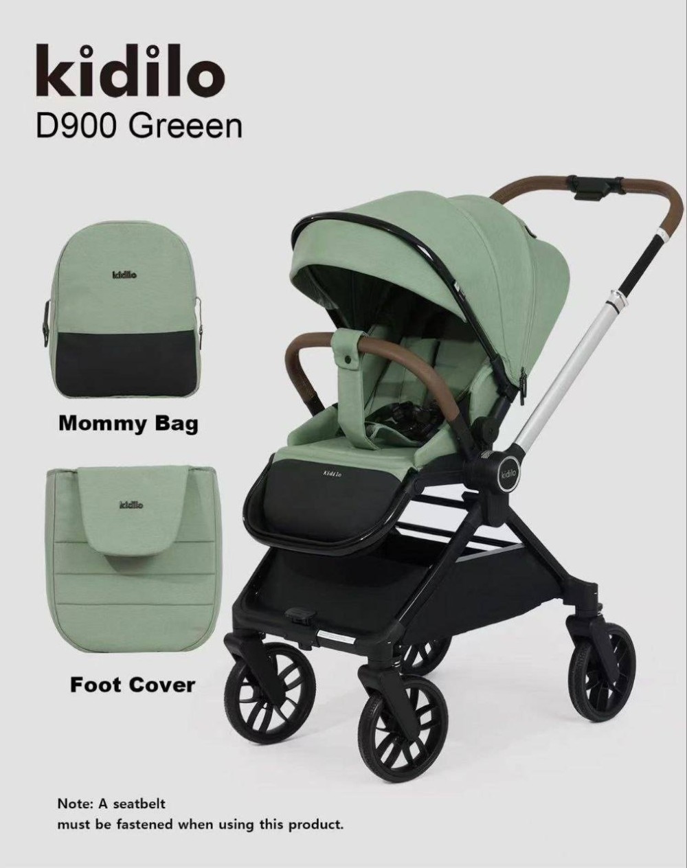 Коляска Kidilo D900 зеленый